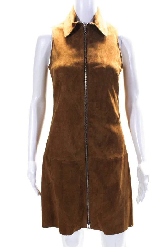 Women's Clothing For Outdoor Activities Sharis Place Womens Lexwe Sleeveless Front Zip Suede Sheath Dress Brown Women's Clothing For Outdoor Activities Sharis Place Womens Lexwe Sleeveless Front Zip Suede Sheath Dress Brown