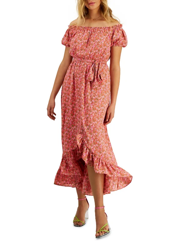 Casual Dresses for Women Womens Chiffon Off-The-Shoulder Maxi Dress