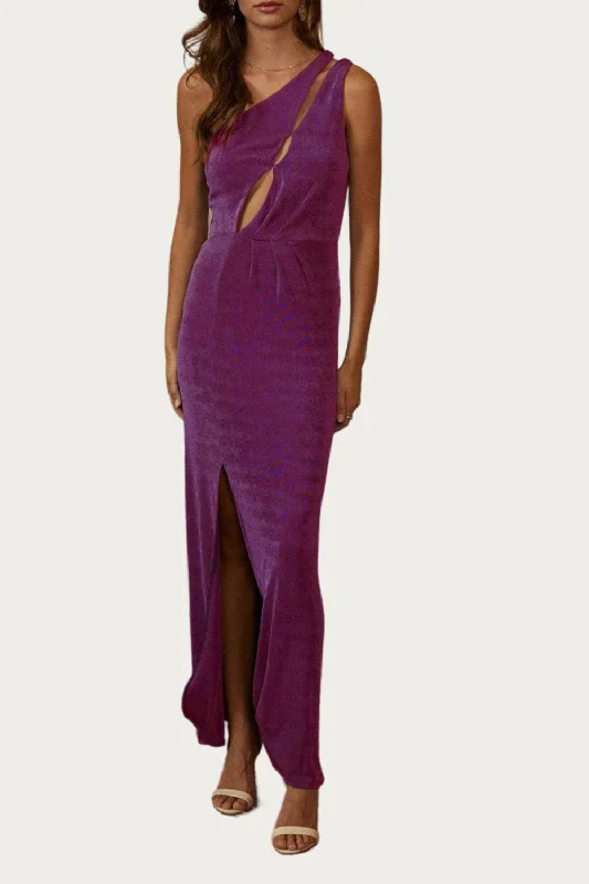 Affordable Women's Fashion One-Shoulder Stretch-Jersey Cutout Maxi Dress In Orchid