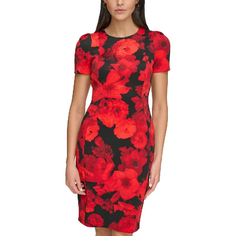 Women's Evening Wear Outfit Womens Floral Mini Sheath Dress