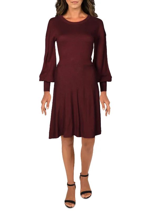 Women's Elegant Garments Womens Long Sleeve Sweater Fit & Flare Dress