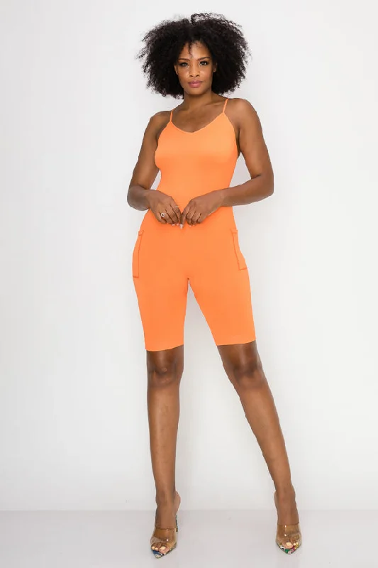 Your Yoga Wardrobe, Upgraded For Less Solid Basic Romper-Orange