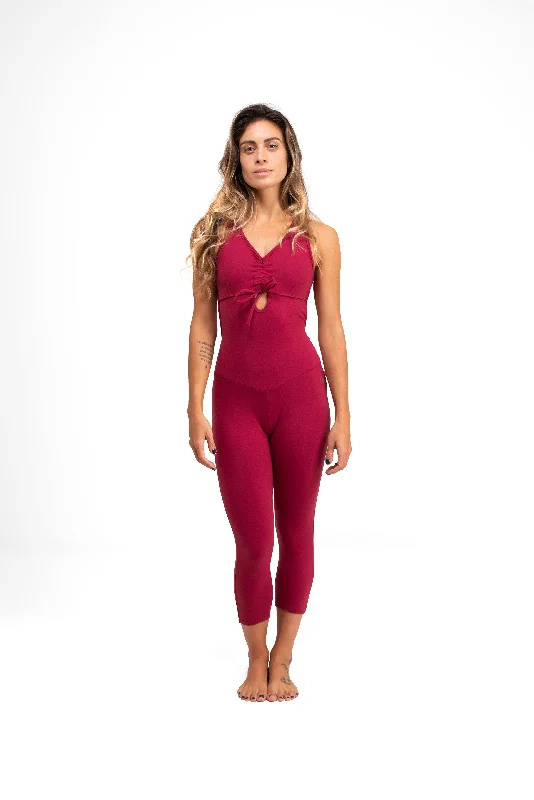 Look Good, Feel Good, And Save Big Open Back Capri Unitard, Cherry, Coorform Light