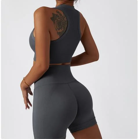 Lightweight, Breathable Yoga Wear At Special Prices Ribbed Seamless Racerback Sports Bra Lightweight, Breathable Yoga Wear At Special Prices Ribbed Seamless Racerback Sports Bra