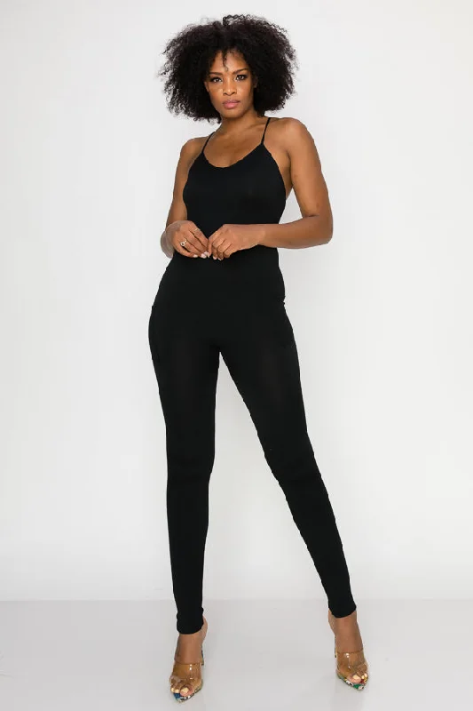 Elevate Your Style And Practice For Less Solid Basic Jumpsuit-Black
