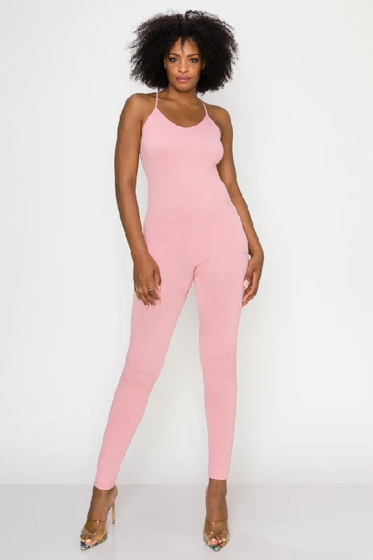 Performance Yoga Wear Now At Exclusive Discounts Solid Basic Jumpsuit-Mouve