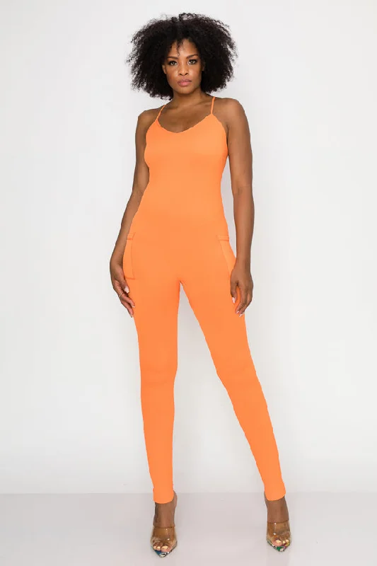 The Perfect Fit At The Perfect Price Solid Basic Jumpsuit-Orange