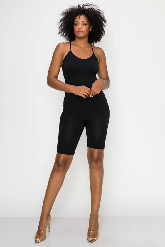 Limited-Time Savings On Yoga Leggings And Tops Solid Basic Romper-Black