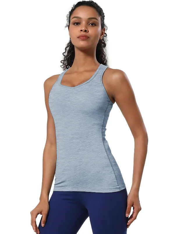 Flow In Comfort With Stylish Discounts Racerback Athletic Tank Tops heatherblue