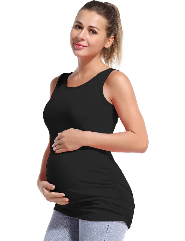 The Perfect Fit At The Perfect Price Maternity Side Shirred Tank Top black