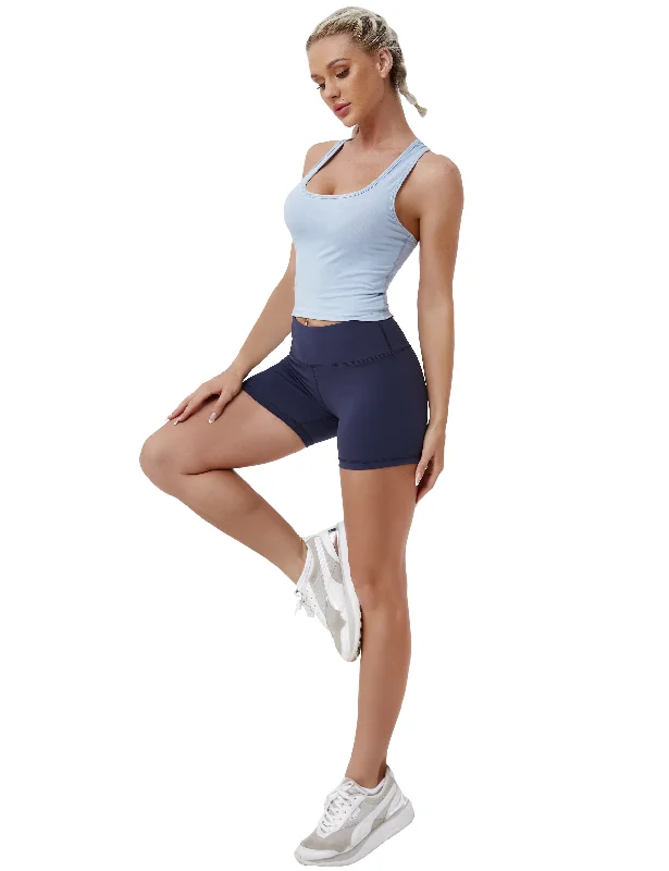 Stretch In Style With Budget-Friendly Yoga Wear Racerback Athletic Crop Tank Tops heatherblue Stretch In Style With Budget-Friendly Yoga Wear Racerback Athletic Crop Tank Tops heatherblue