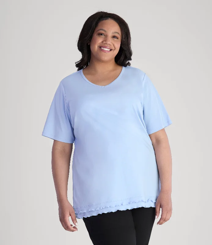 Performance Yoga Wear Now At Exclusive Discounts Cotton Chic Lettuce Trim Short Sleeve Top
