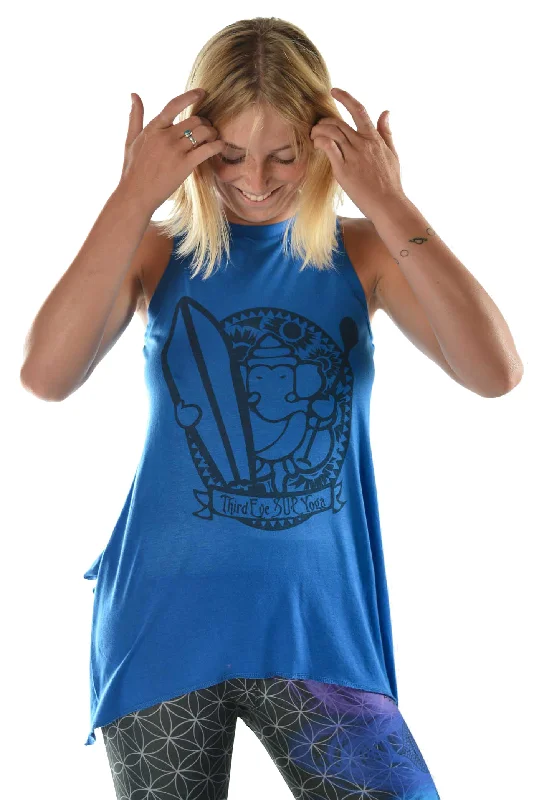 Flex Your Budget With Premium Yoga Clothing Deals Flowy Shark Bite Sleeveless Tee "Third Eye Surf" Flex Your Budget With Premium Yoga Clothing Deals Flowy Shark Bite Sleeveless Tee "Third Eye Surf"