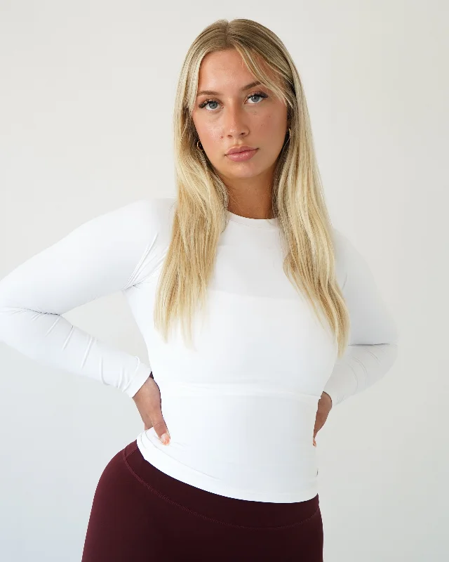 Look And Feel Your Best With Discounted Yoga Clothing Impact Long Sleeve - White