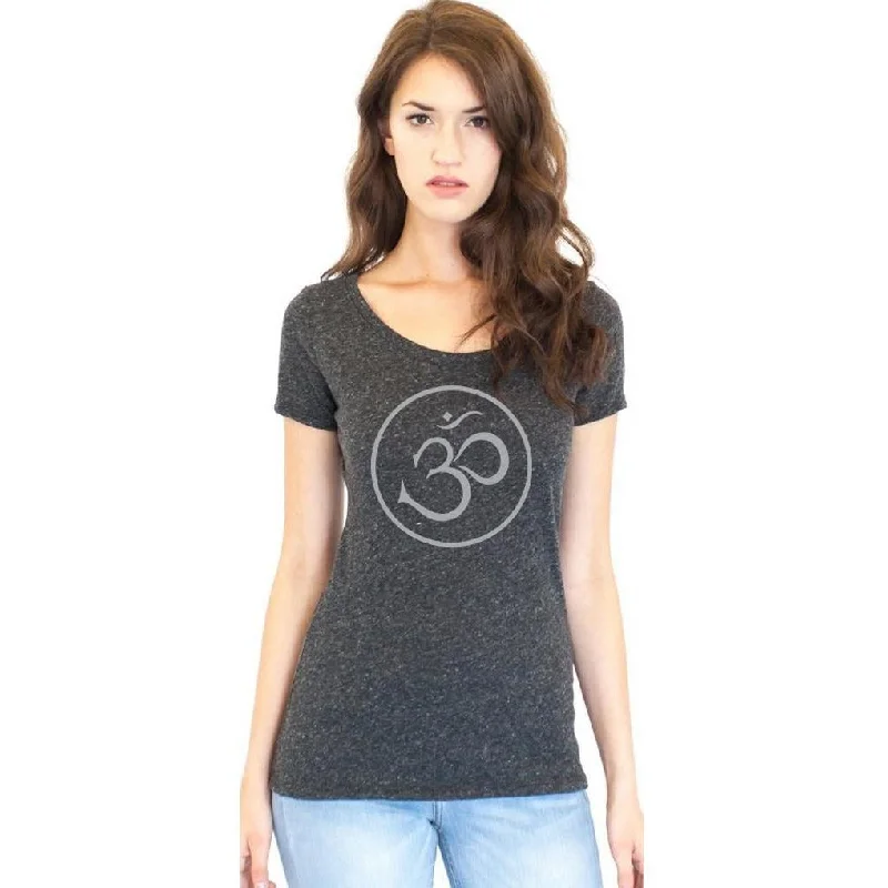 Ladies Recycled Triblend Yoga Tee Shirt - Thin Om Symbol