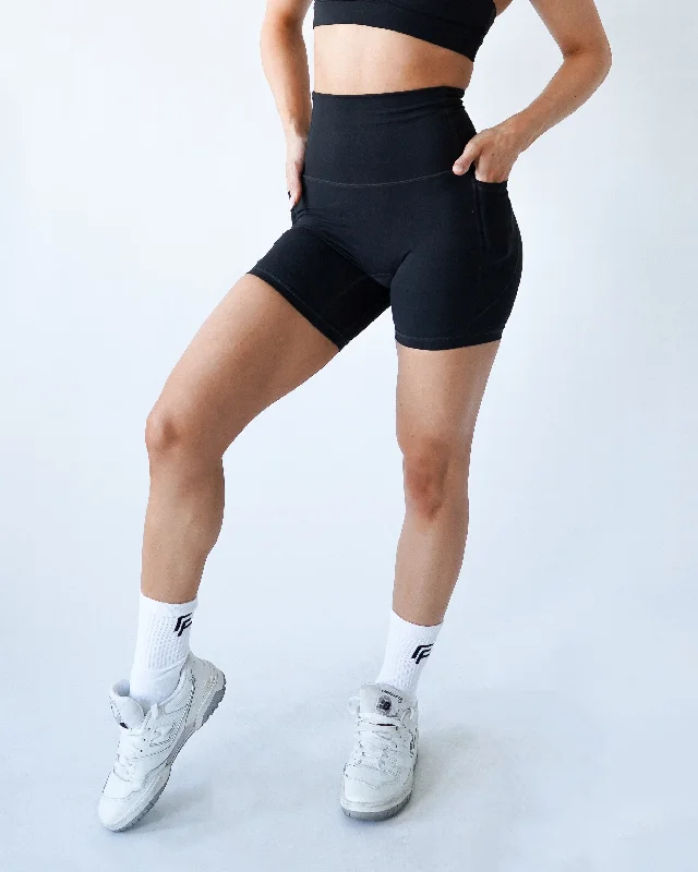 The Perfect Blend Of Comfort And Savings Performance Pocket Biker Shorts - Black