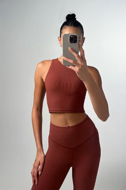 Look And Feel Your Best With Discounted Yoga Clothing Ribbed Jacinta Tank - Brown
