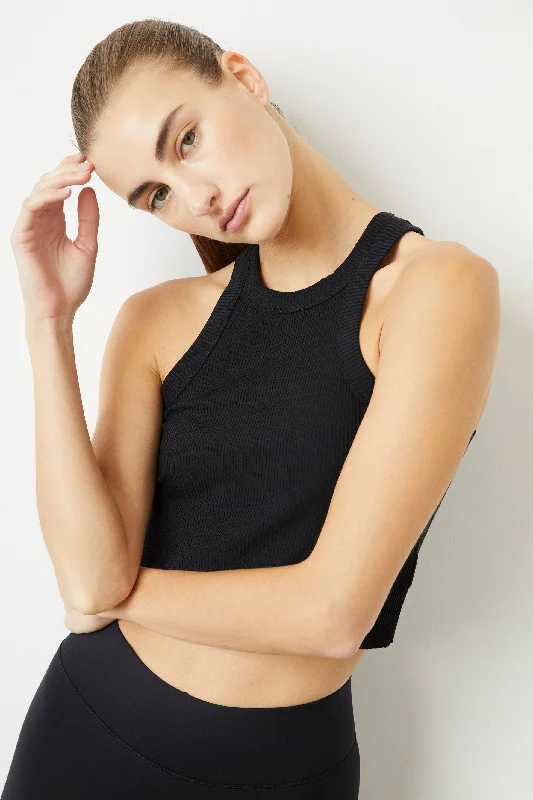 Elevate Your Practice With Affordable Yoga Wear Rivington Ribbed Cropped Tank - Black