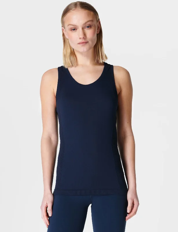 Athlete Seamless Gym Vest - Navy Blue