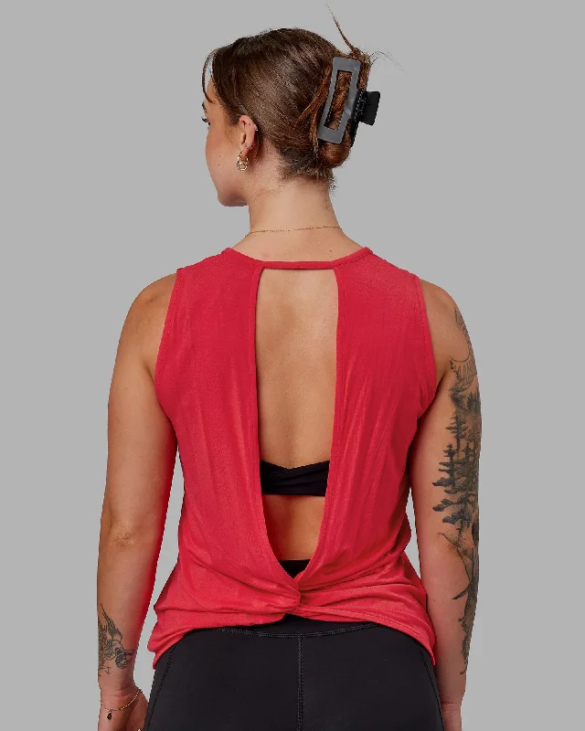 Soft, Stretchy, And Super Affordable Yoga Wear Swivel Open Back Tank - Scarlet