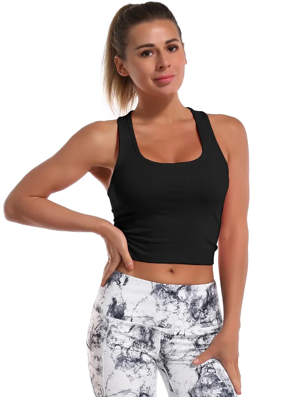 Unbeatable Deals On Breathable Yoga Apparel Tank Top Crop Racerback Athletic black | Bubblelime