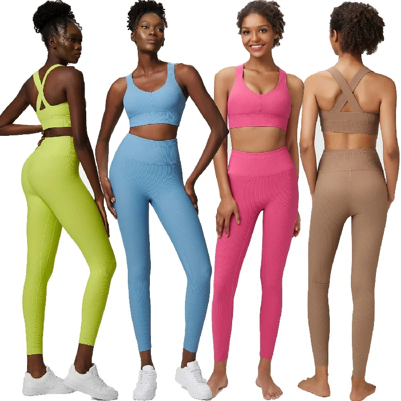 Nude trackless sports yoga wear Two-piece Suit 5 Colors