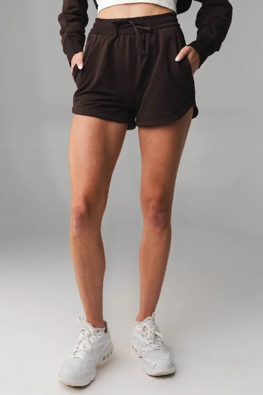 Flow Into Savings With Trendy Yoga Apparel Vitality Women's Studio Short - Espresso Marl