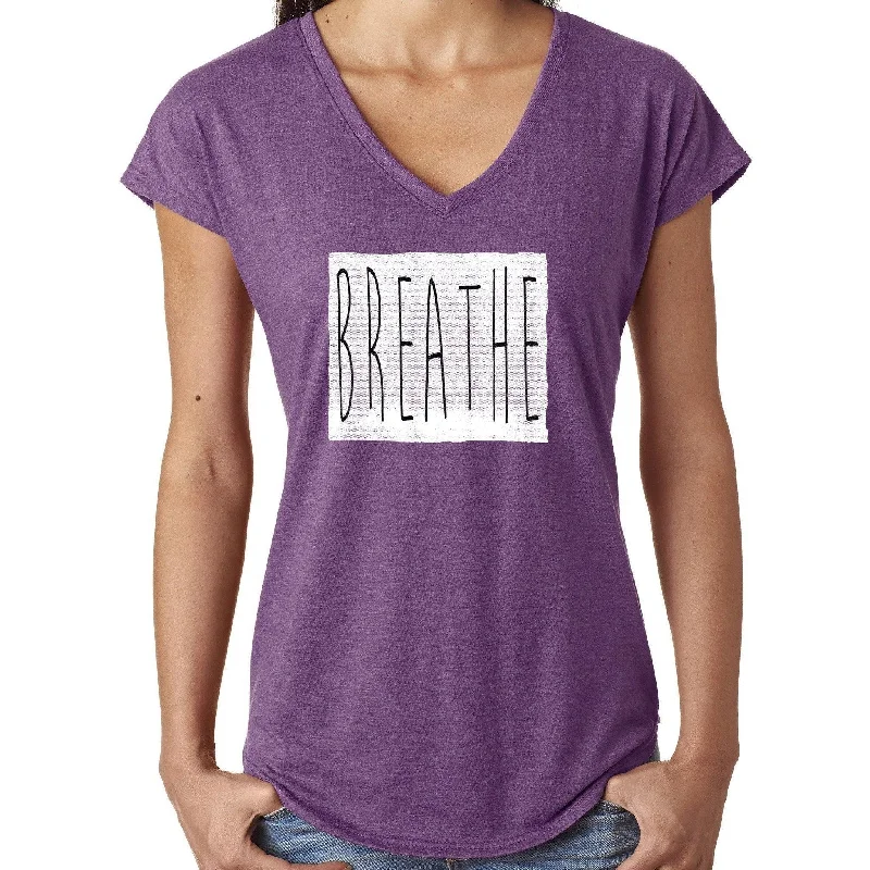 Womens "Breathe" V-neck Yoga Tee Shirt