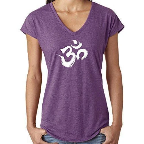 Ladies Brushstroke AUM V-neck Tee Shirt