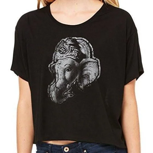 Womens Ganesha Profile Boxy Yoga Tee Shirt