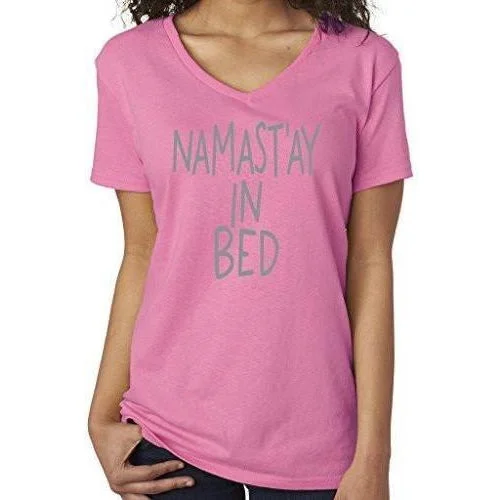 Womens Namaste in Bed Vee Neck Tee