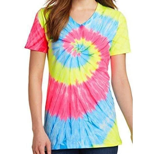 Womens Tie Dye V-neck Tee Shirt