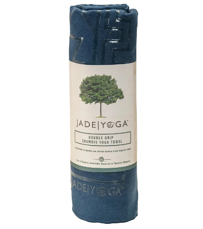 Jade Yoga Chamois Double Grip Yoga Mat Towel 72" Midnight Blue