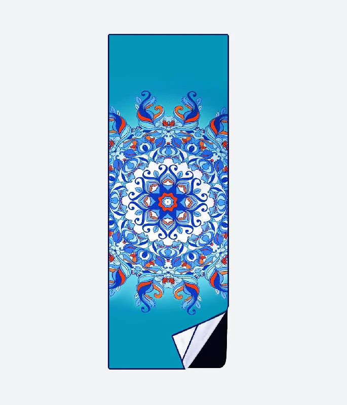Find Balance With Discounted Yoga Essentials Microfiber Printed Yoga Towel - Aqua Mandala Find Balance With Discounted Yoga Essentials Microfiber Printed Yoga Towel - Aqua Mandala