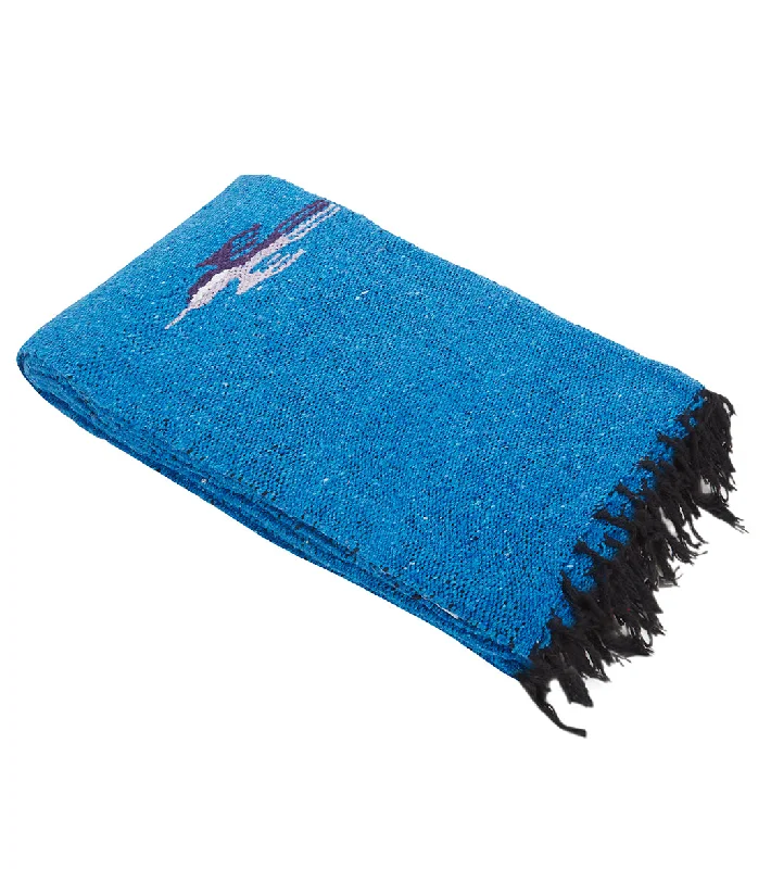 Strengthen, Balance, And Save On Yoga Gear West Path Thunderbird Mexican Yoga Blanket Aqua Blue