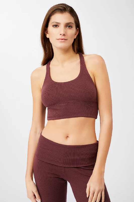 Soft, Stretchy, And Super Affordable Yoga Wear New Ripped Studio Bra (Ruby)