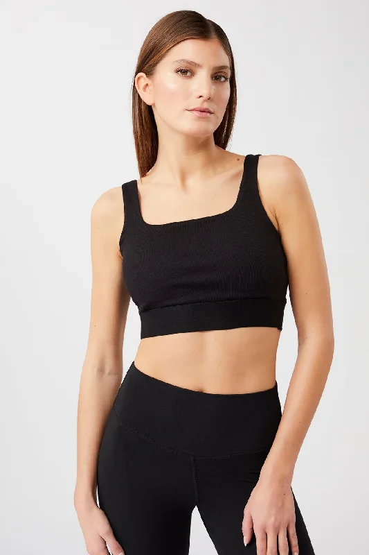 Affordable Activewear Designed For Movement Ribbed Bra (Black), GOTS