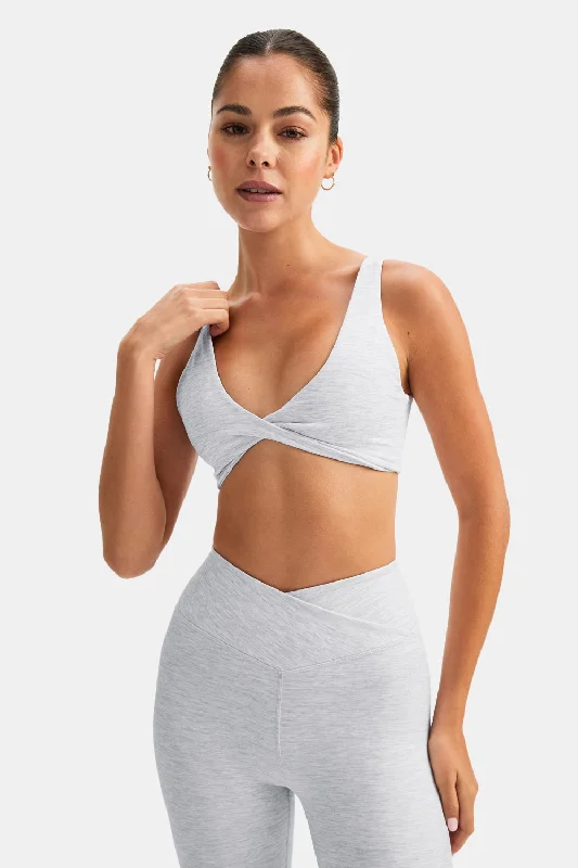 Sweat In Style With Yoga Clothing Discounts DAYFLEX TWIST FRONT SPORTS BRA - GREY MARL