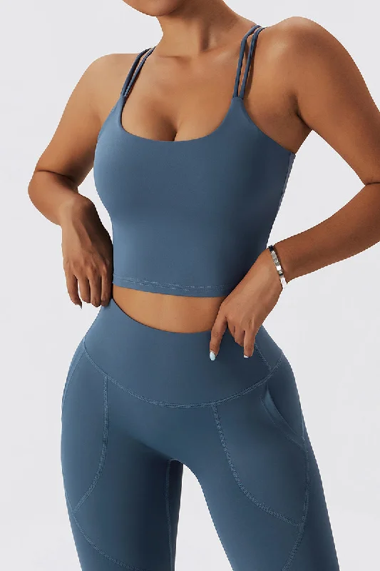 Fleece-Lined Strappy Sports Bra