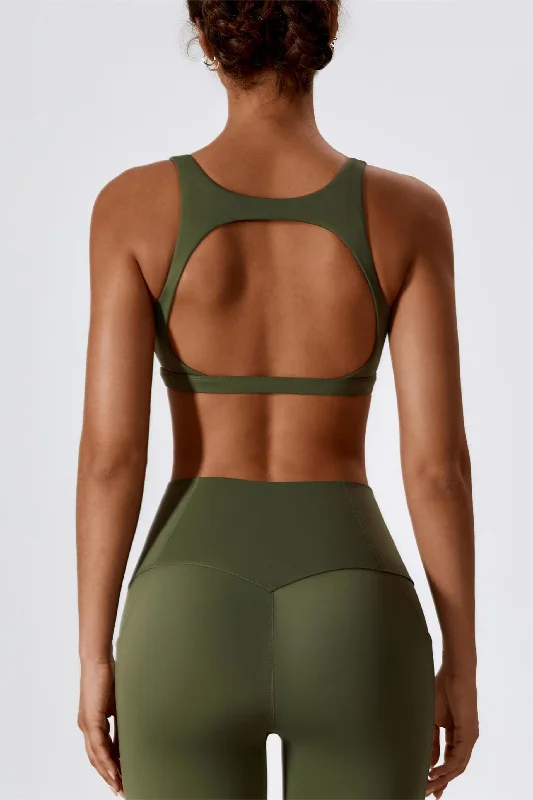 U-Neck Cutout Back Sports Bra