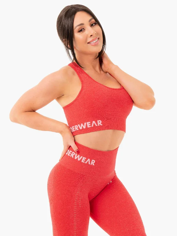 Seamless Staples Sports Bra - Red Marl