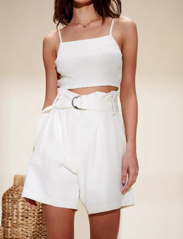 Elaine Paper Bag Shorts In Ivory