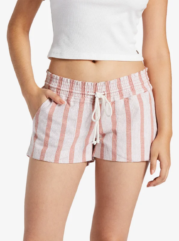 Oceanside Elastic Waist Shorts - Cedar Wood Bonzer Bico Stripe