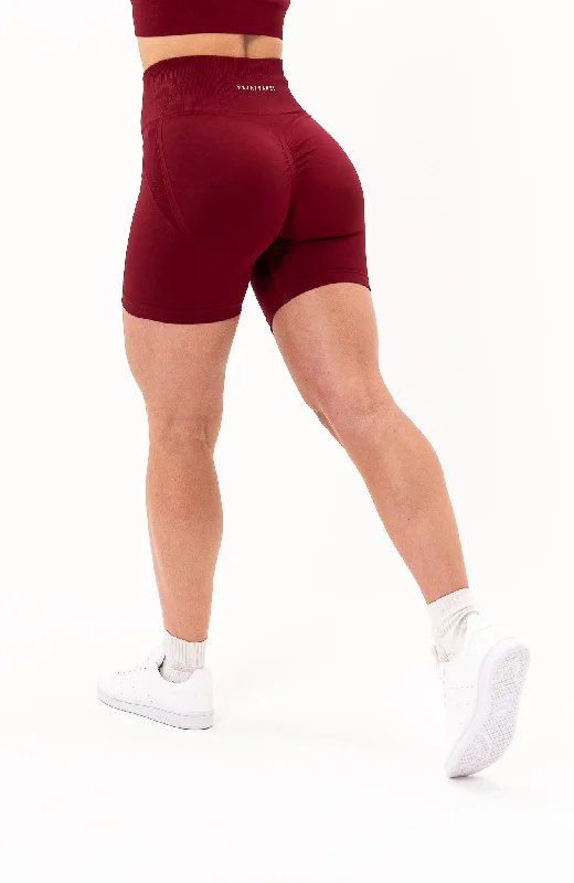 Stretch Your Limits, Not Your Wallet Tempo Seamless Scrunch Shorts - Burgundy Red