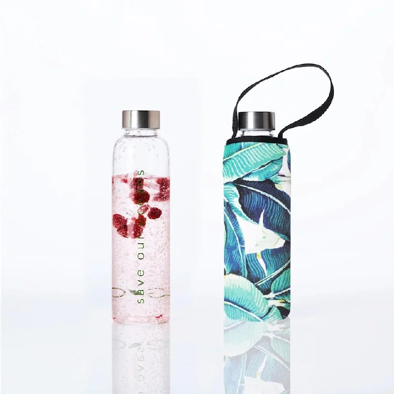 Shop Smart, Stretch Better With Yoga Gear Deals BBBYO Glass Water Bottle with Cover 570mL - Banana Leaf Shop Smart, Stretch Better With Yoga Gear Deals BBBYO Glass Water Bottle with Cover 570mL - Banana Leaf