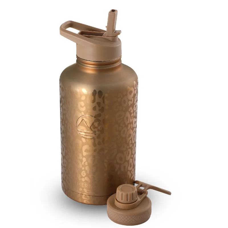 Inner Peace, Outer Savings On Yoga Essentials Insulated (64oz) Stainless Steel Water Bottle - Gold Leopard Inner Peace, Outer Savings On Yoga Essentials Insulated (64oz) Stainless Steel Water Bottle - Gold Leopard