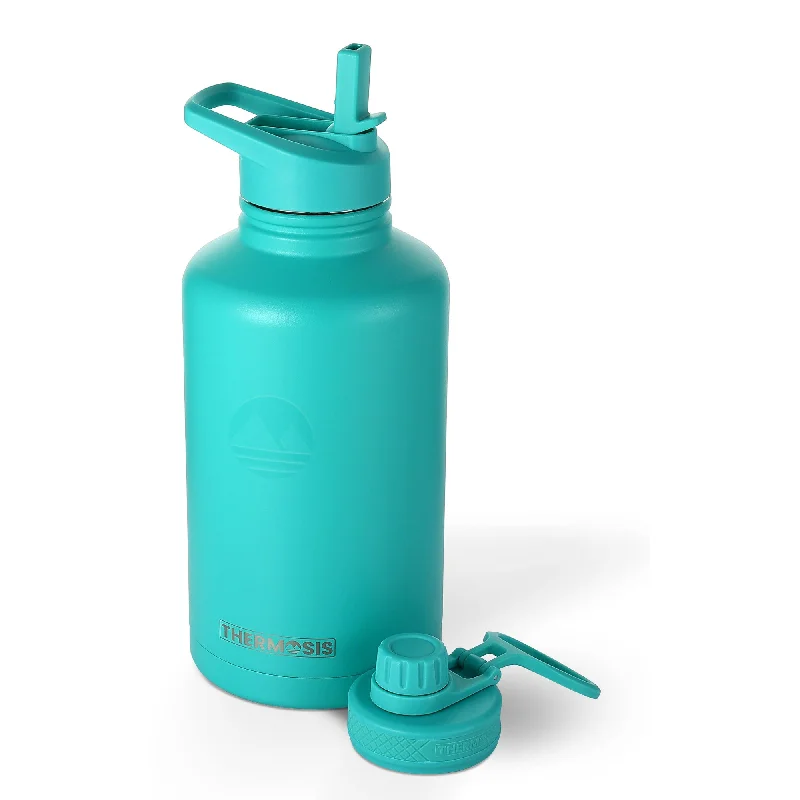 Support Your Flow With Discounted Yoga Equipment Insulated (64oz) Stainless Steel Water Bottle - Teal Support Your Flow With Discounted Yoga Equipment Insulated (64oz) Stainless Steel Water Bottle - Teal