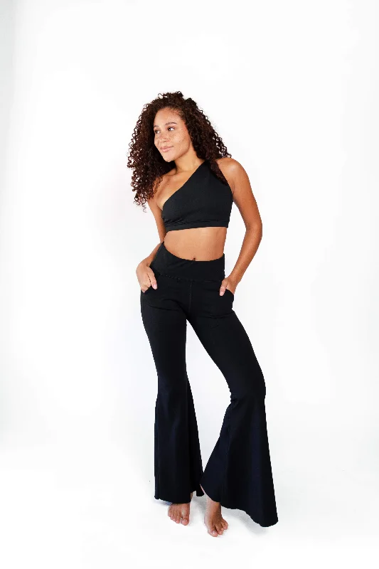 Yoga Apparel Designed For Movement At Lower Prices Bell Bottoms 2.0 in Jet Black by Yoga Democracy Yoga Apparel Designed For Movement At Lower Prices Bell Bottoms 2.0 in Jet Black by Yoga Democracy