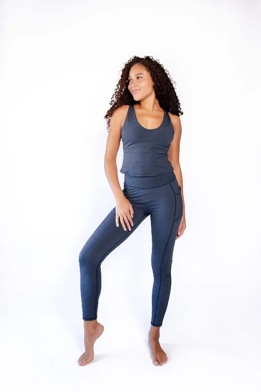 Breathe Easy In Comfortable Yoga Outfits Non Stop Legging in Navy Blue by Yoga Democracy Breathe Easy In Comfortable Yoga Outfits Non Stop Legging in Navy Blue by Yoga Democracy