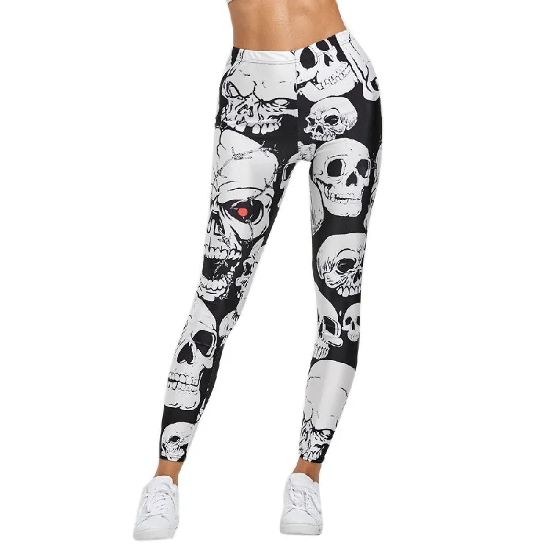 Move With Confidence In Discounted Yoga Outfits Printed Leggings with skull